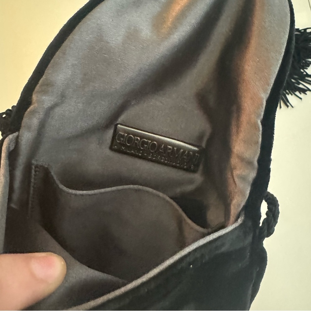 Armani Black Velvet Crossbody Bag - Picture 3 of 7